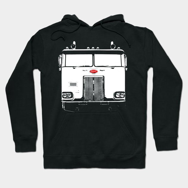 Cabover Pete classic 1980s American truck monoblock white Hoodie by soitwouldseem